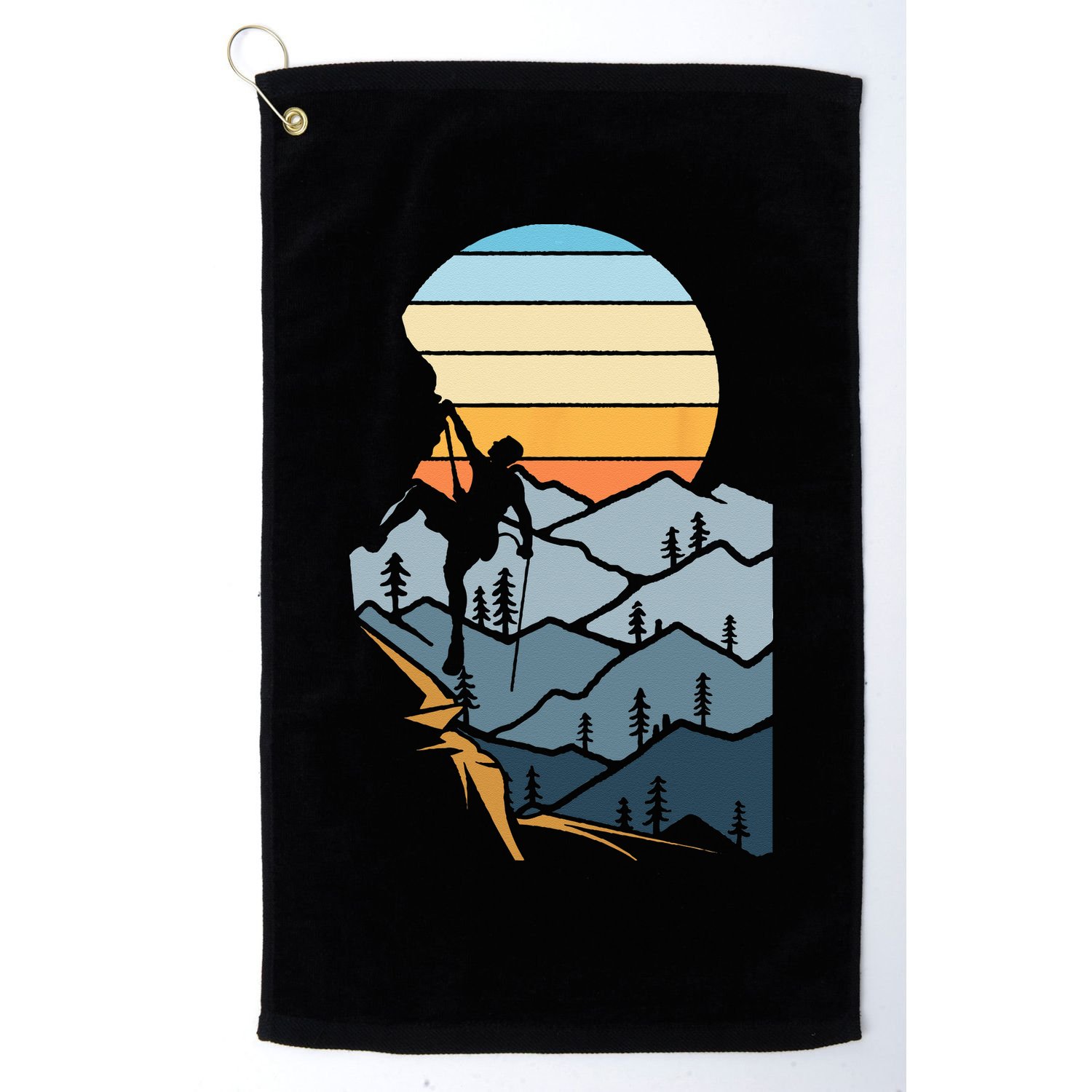 Mountain Climber Boulder Sports Hobby Retro Rock Climbing Golf Towel