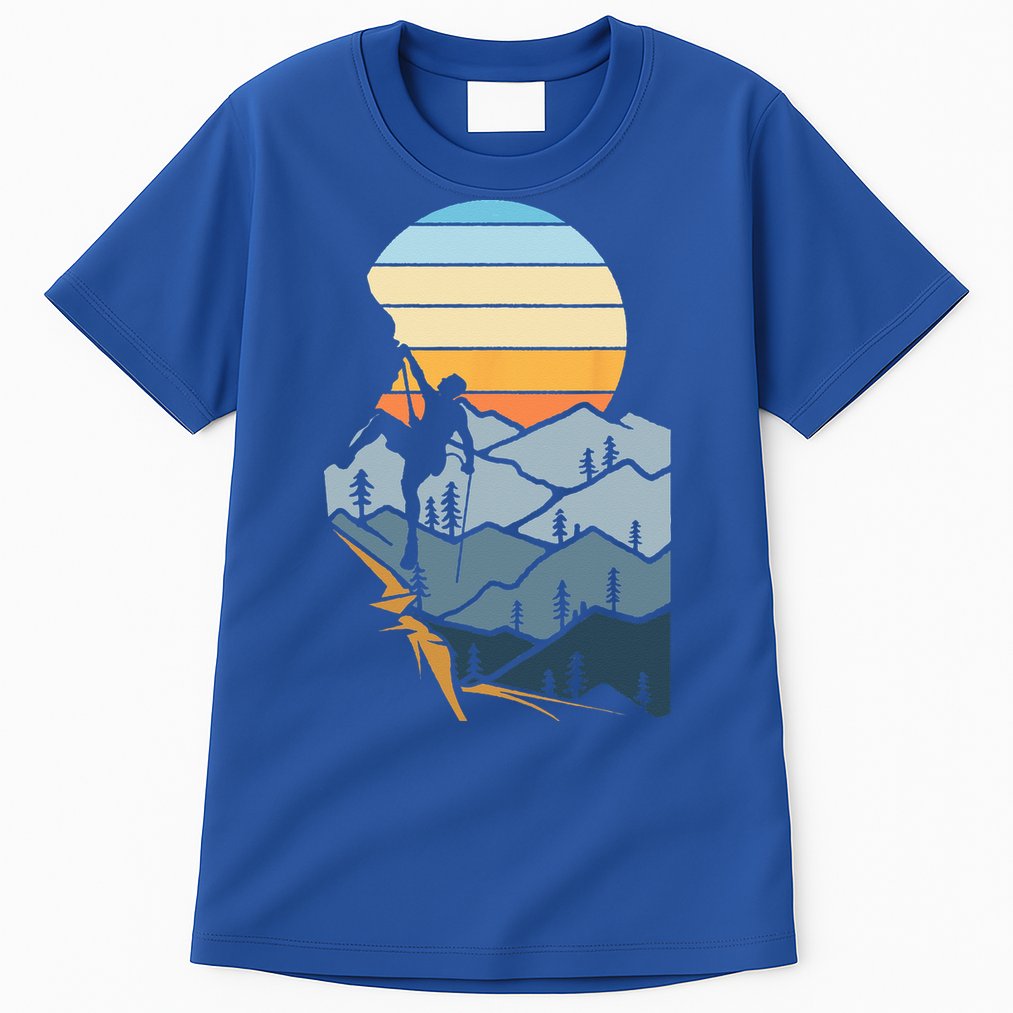 Mountain Climber Boulder Sports Hobby Retro Rock Climbing Tall T-Shirt