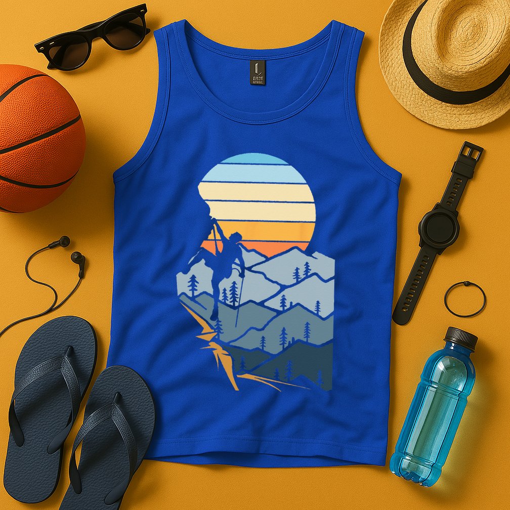 Mountain Climber Boulder Sports Hobby Retro Rock Climbing Tank Top