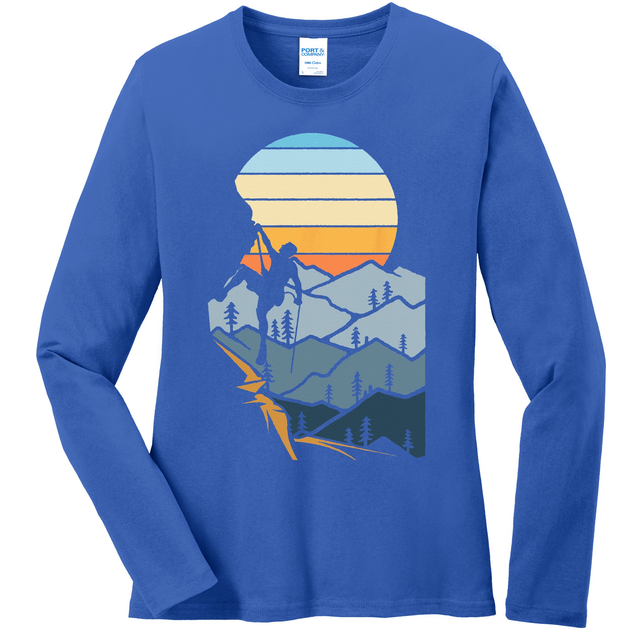 Mountain Climber Boulder Sports Hobby Retro Rock Climbing Ladies Long Sleeve Shirt