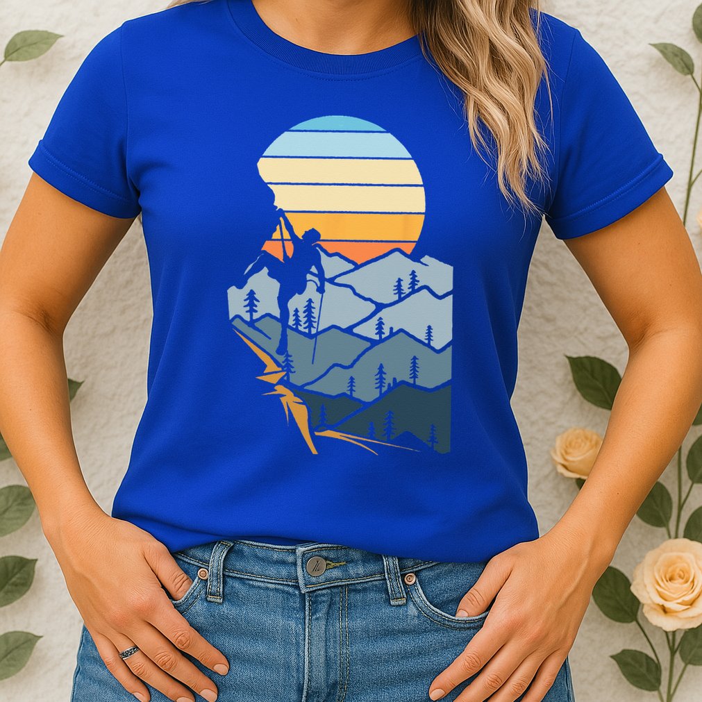 Mountain Climber Boulder Sports Hobby Retro Rock Climbing Womens T-Shirt