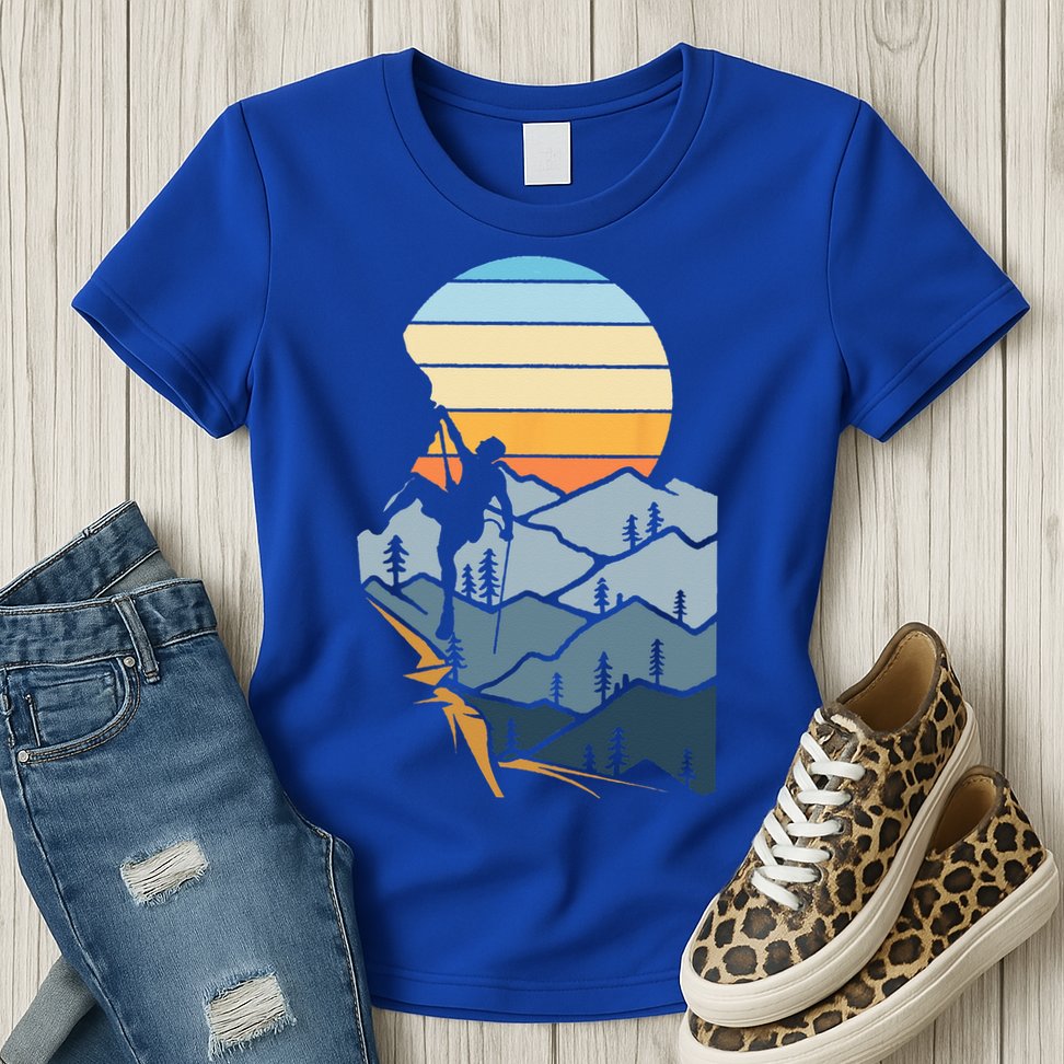 Mountain Climber Boulder Sports Hobby Retro Rock Climbing Womens T-Shirt