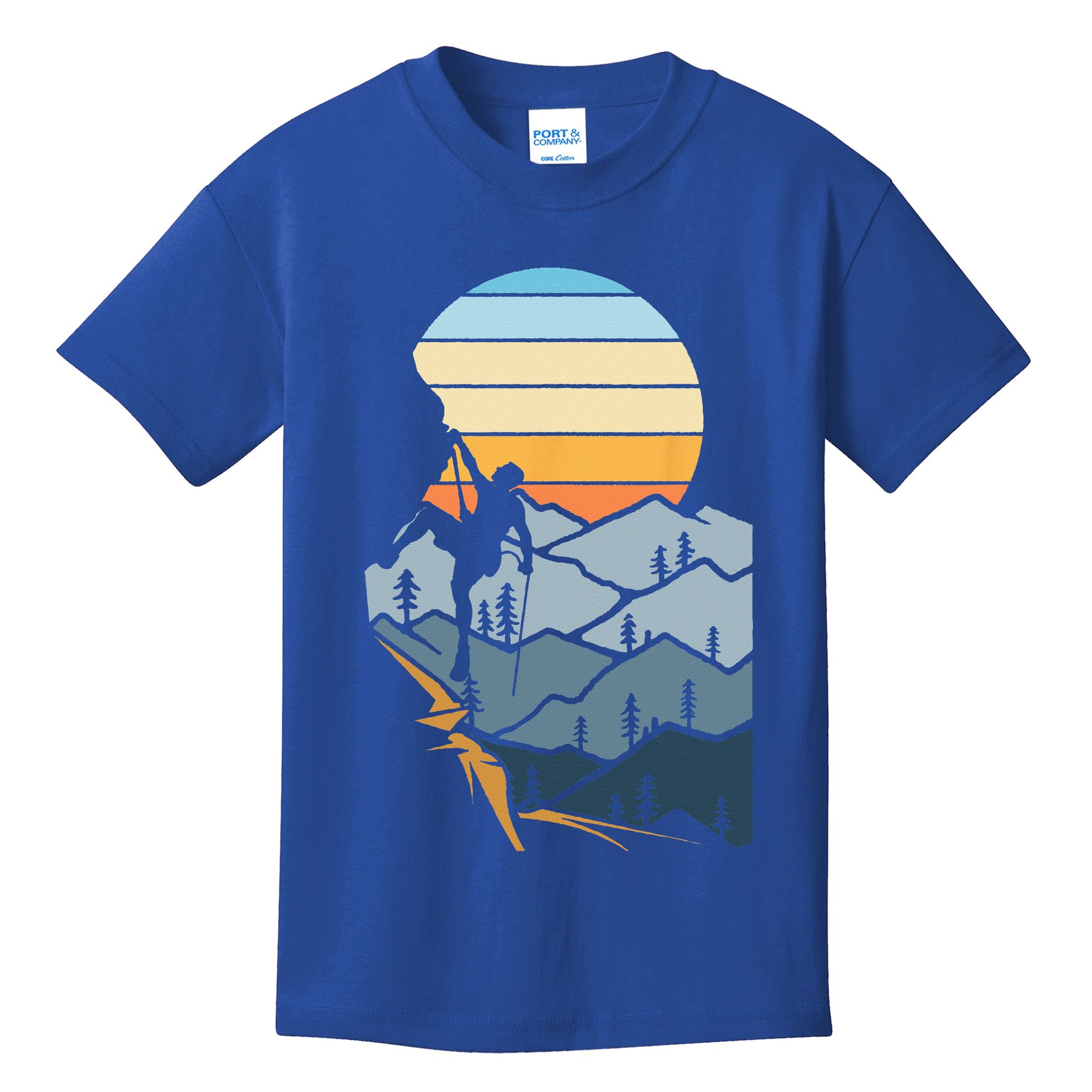 Mountain Climber Boulder Sports Hobby Retro Rock Climbing Kids T-Shirt