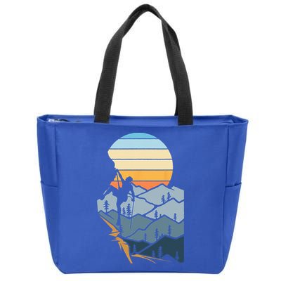 Mountain Climber Boulder Sports Hobby Retro Rock Climbing Zip Tote Bag