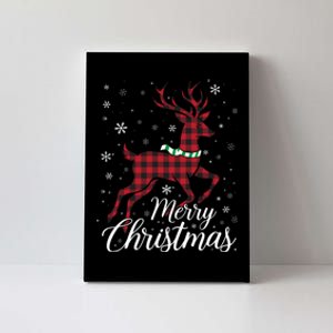 Merry Christmas Buffalo Plaid Reindeer Xmas Family Gift Canvas