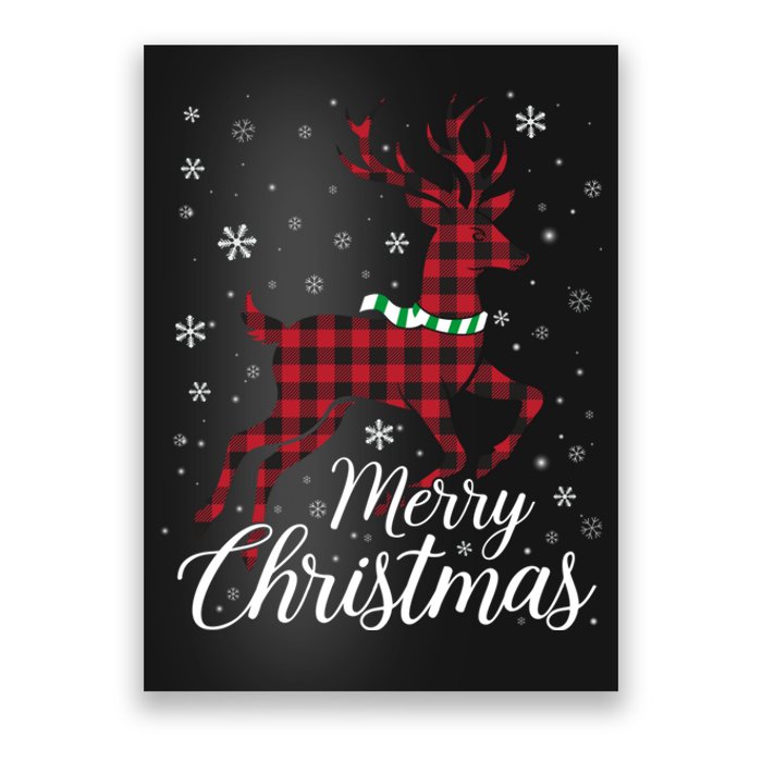 Merry Christmas Buffalo Plaid Reindeer Xmas Family Gift Poster