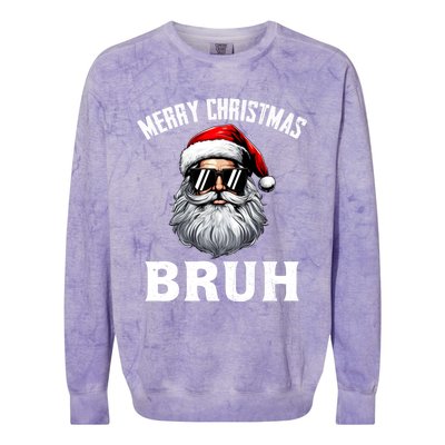 Merry Christmas Bruh Meme Funny Saying For Brother Colorblast Crewneck Sweatshirt