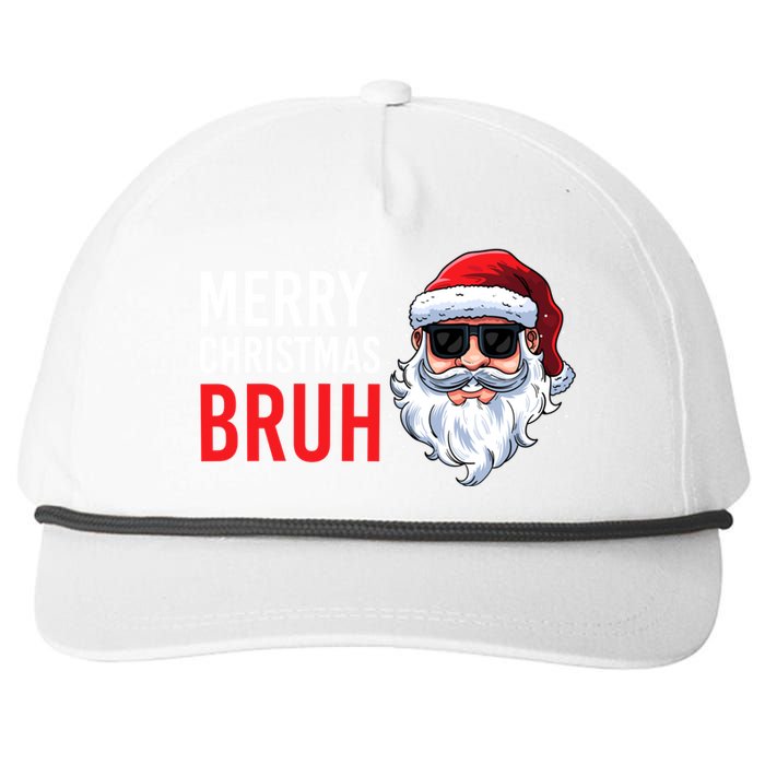 Merry Christmas Bruh Meme Funny Saying For Brother Snapback Five-Panel Rope Hat