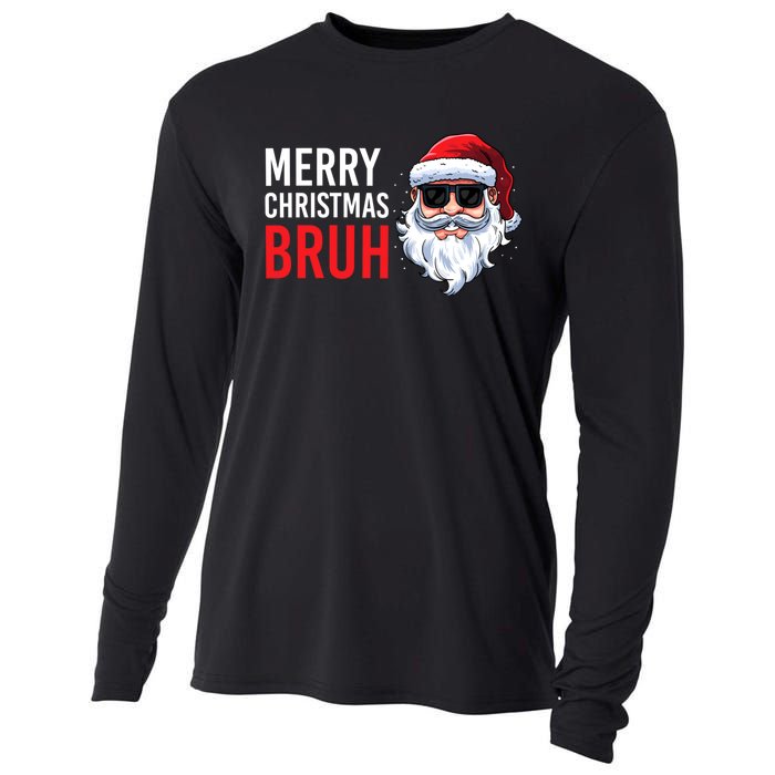 Merry Christmas Bruh Meme Funny Saying For Brother Cooling Performance Long Sleeve Crew