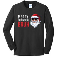 Merry Christmas Bruh Meme Funny Saying For Brother Kids Long Sleeve Shirt