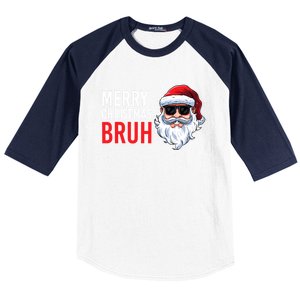 Merry Christmas Bruh Meme Funny Saying For Brother Baseball Sleeve Shirt