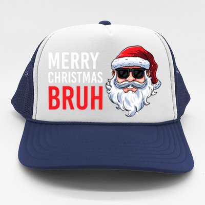 Merry Christmas Bruh Meme Funny Saying For Brother Trucker Hat