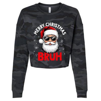 Merry Christmas Bruh Funny Santa Claus Cropped Pullover Crew