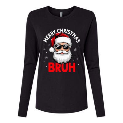 Merry Christmas Bruh Funny Santa Claus Womens Cotton Relaxed Long Sleeve T-Shirt