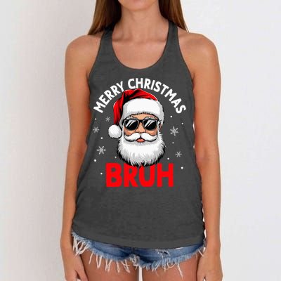 Merry Christmas Bruh Funny Santa Claus Women's Knotted Racerback Tank