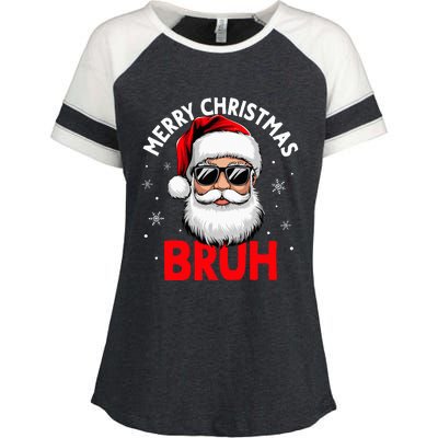 Merry Christmas Bruh Funny Santa Claus Enza Ladies Jersey Colorblock Tee