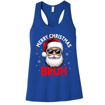 Merry Christmas Bruh Funny Santa Claus Women's Racerback Tank