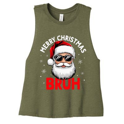 Merry Christmas Bruh Funny Santa Claus Women's Racerback Cropped Tank