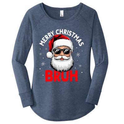 Merry Christmas Bruh Funny Santa Claus Women's Perfect Tri Tunic Long Sleeve Shirt