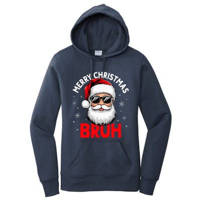 Merry Christmas Bruh Funny Santa Claus Women's Pullover Hoodie