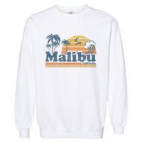 Malibu California Beach Vacation Cute Vintage Cali 70s Retro Garment-Dyed Sweatshirt