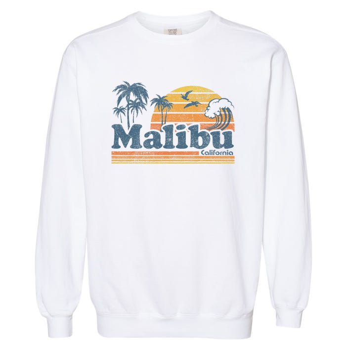 Malibu California Beach Vacation Cute Vintage Cali 70s Retro Garment-Dyed Sweatshirt