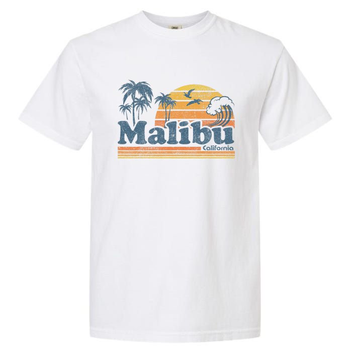 Malibu California Beach Vacation Cute Vintage Cali 70s Retro Garment-Dyed Heavyweight T-Shirt