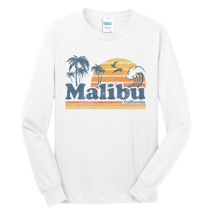 Malibu California Beach Vacation Cute Vintage Cali 70s Retro Tall Long Sleeve T-Shirt