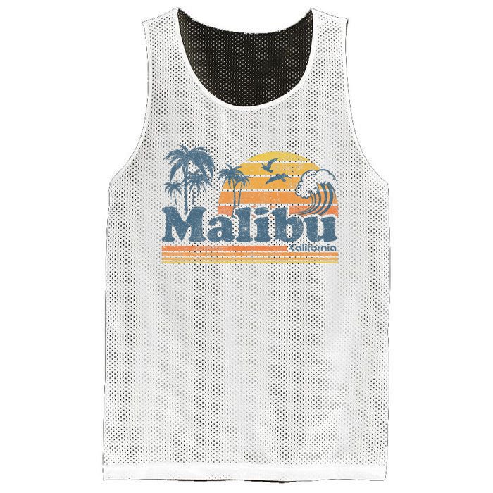 Malibu California Beach Vacation Cute Vintage Cali 70s Retro Mesh Reversible Basketball Jersey Tank