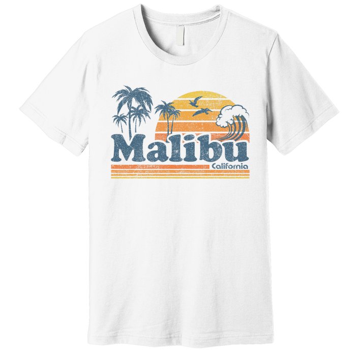 Malibu California Beach Vacation Cute Vintage Cali 70s Retro Premium T-Shirt