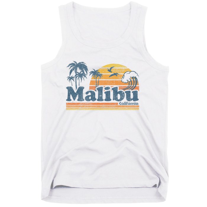 Malibu California Beach Vacation Cute Vintage Cali 70s Retro Tank Top