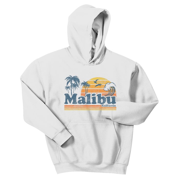 Malibu California Beach Vacation Cute Vintage Cali 70s Retro Kids Hoodie