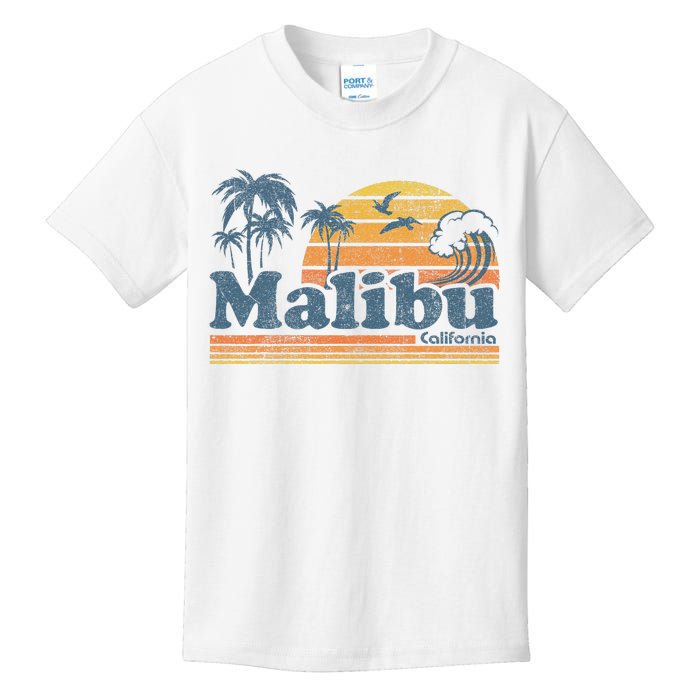 Malibu California Beach Vacation Cute Vintage Cali 70s Retro Kids T-Shirt