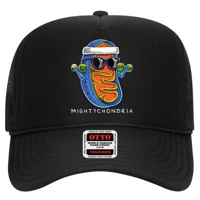 Mightychondria Cellular Biology Science Teacher Funny Gift High Crown Mesh Back Trucker Hat