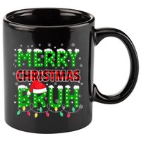 Merry Christmas Bruh Holiday Festive 11oz C Handle Ceramic Mug