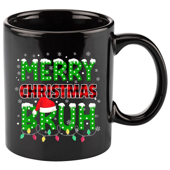 Merry Christmas Bruh Holiday Festive 11oz C Handle Ceramic Mug