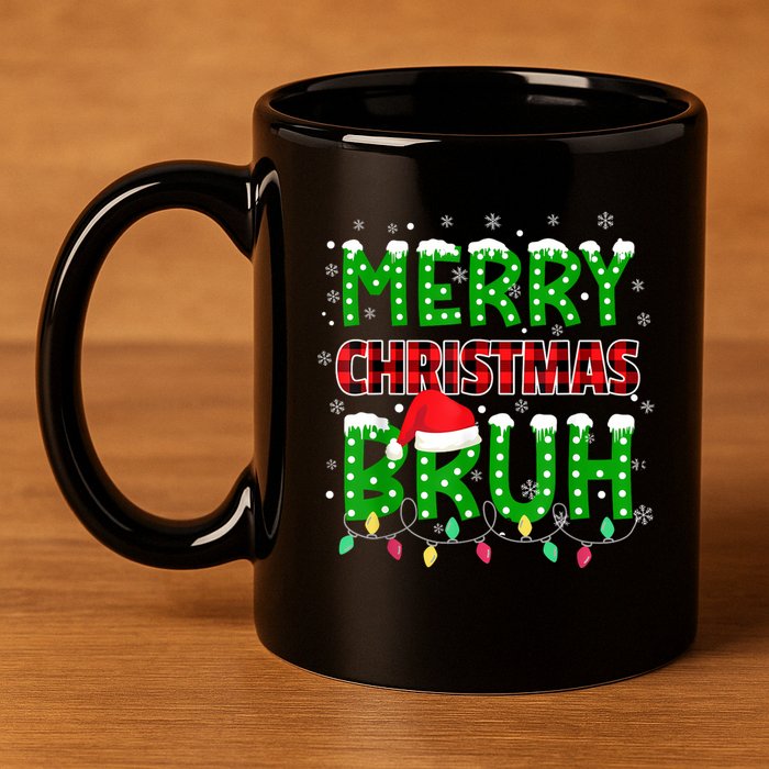 Merry Christmas Bruh Holiday Festive 11oz C Handle Ceramic Mug