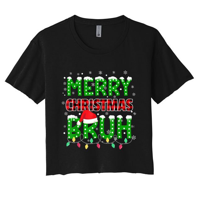 Merry Christmas Bruh Holiday Festive Crop Top