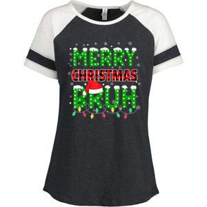 Merry Christmas Bruh Holiday Festive Enza Ladies Jersey Colorblock Tee