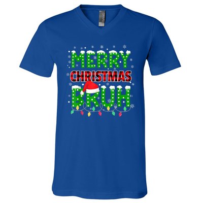 Merry Christmas Bruh Holiday Festive V-Neck T-Shirt