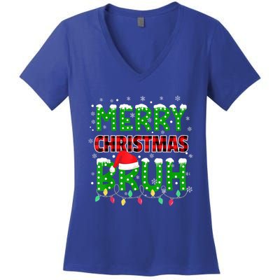 Merry Christmas Bruh Holiday Festive Women's V-Neck T-Shirt