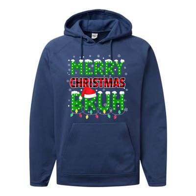 Merry Christmas Bruh Holiday Festive Performance Fleece Hoodie