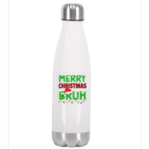 Merry Christmas Bruh Holiday Festive Stainless Steel Insulated Water Bottle