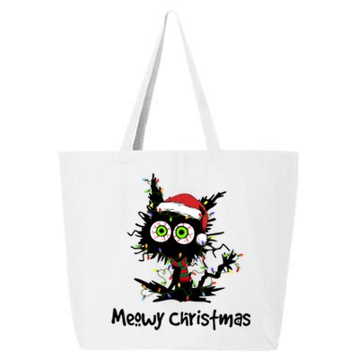 Meowy Christmas Black Cat Light Christmas Pajamas Funny Gift 25L Jumbo Tote