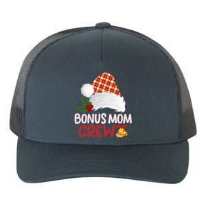 Merry Christmas Bonus Mom Crew Santa Hat Buffalo Plaid Funny Gift Yupoong Adult 5-Panel Trucker Hat