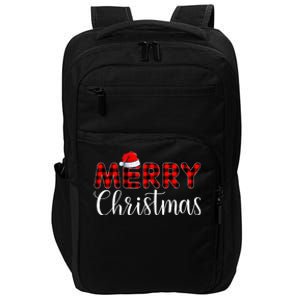 Merry Christmas Buffalo Plaid Red Santa Hat Pajama  Impact Tech Backpack