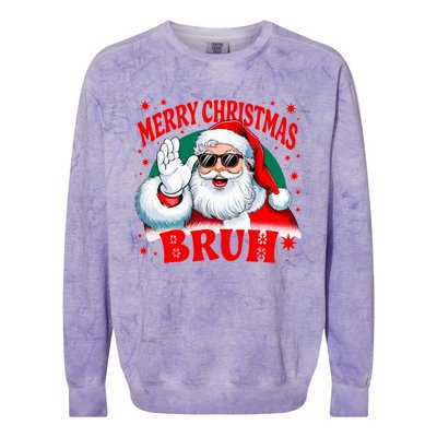 Merry Christmas Bruh Santa Claus Funny Colorblast Crewneck Sweatshirt