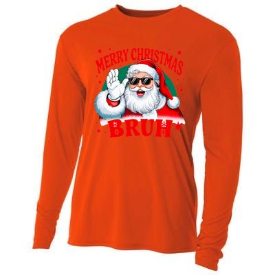 Merry Christmas Bruh Santa Claus Funny Cooling Performance Long Sleeve Crew