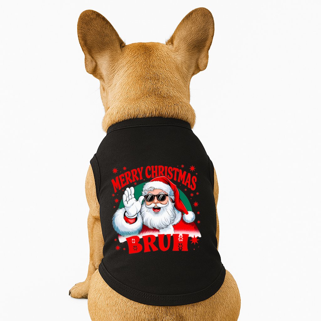 Merry Christmas Bruh Santa Claus Funny Doggie Tank