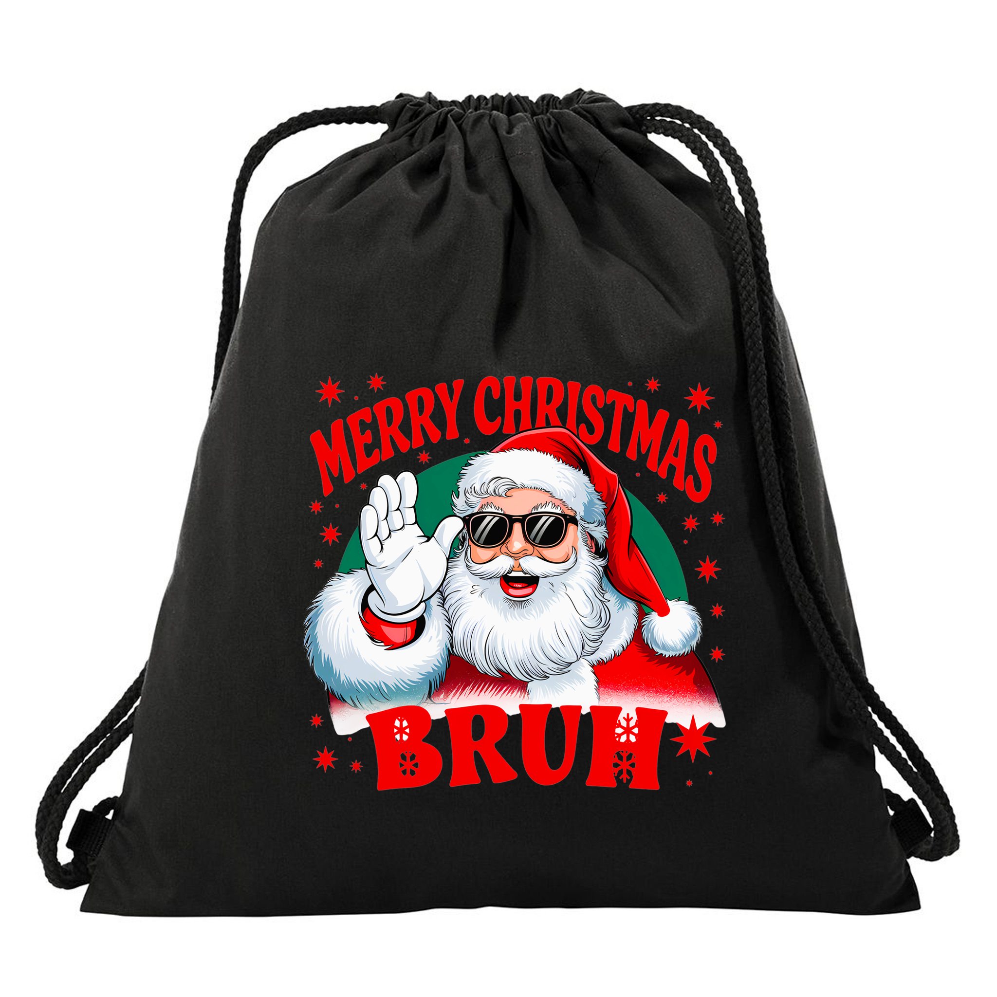 Merry Christmas Bruh Santa Claus Funny Drawstring Bag